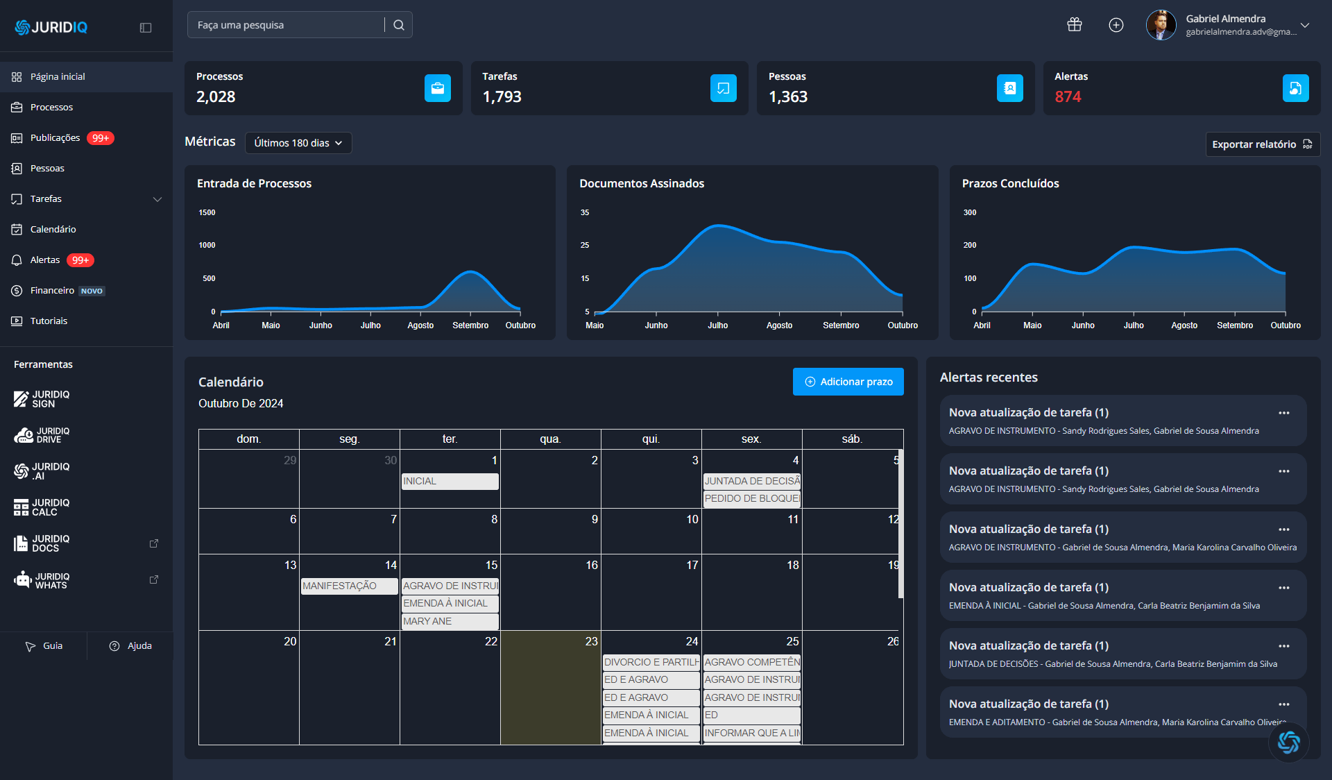 Imagem de demonstração do sistema jurídica - Juridiq